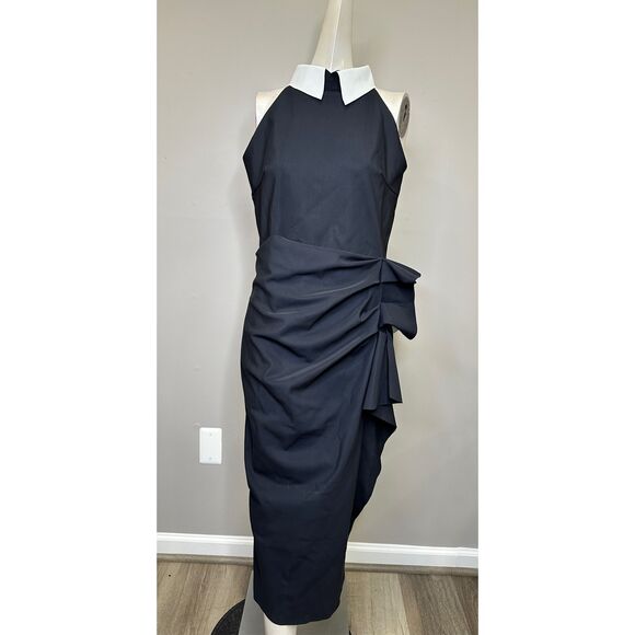 NWT Chiara Boni La Petite Robe Ferflum Collared Skirt Ruffle Cocktail Dress - Picture 4 of 11